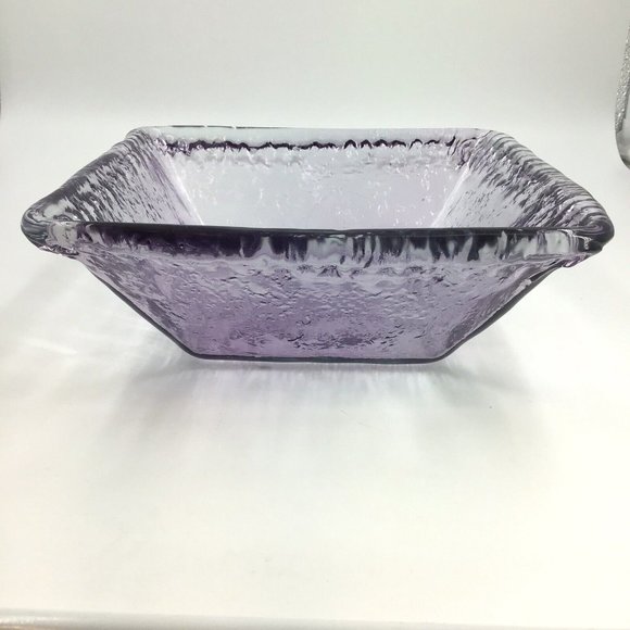 ECOGLASS Recycled Glass Serving Bowl Made in SPAIN Purple Hue Square EUC - Picture 9 of 9